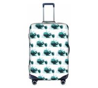 HKHLHLH Teal Lily Printing Elastic Suitcase Cover with Print Side Invisible Zippers Protects Luggage from Dust Scratches