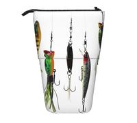 HKHLHLH Various Type of Fishing Baits Pencil Case Standing Pen Holder Telescopic Pouch Pop Up Cosmetics Bag,for Girls Boys Students