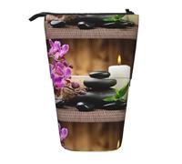 HKHLHLH Zen Stone Pencil Case Standing Pen Holder Telescopic Pouch Pop Up Cosmetics Bag,for Girls Boys Students