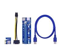 HKIDKK 10pcs VER006C 100cm PCI-E Riser Card 006C PCI Express 1X 16X USB3.0 Cable 6Pin to 15Pin Power Cord for Graphics Card