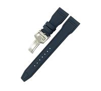 HKIDKK 20mm 21mm 22mm High Density Nylon Calfskin Watchbands Fit for IWC Big PILOT IW5009 IW3880 Leather Watch Strap Black Wristband(Blue clasp2,21mm)