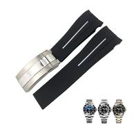 HKIDKK 21mm Silicone Rubber Watch Band Replacement for Role Rolex DEEPSEA Sea-Dweller 126660 Blue Black Diving Sport Strap Free Tools(White line,21mm)