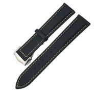 HKIDKK For Omega Planet Ocean Seamaster 300 Speedmaster Fabric Leather Canvas 21mm 22mm Watch Strap 19mm 20mm High Density Nylon Watchbands(Black yellow Pointed,22mm)