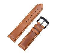 HKIDKK Vintage Italian Waxed Leather Watch Band Bracelet 18mm 20mm 22mm 24mm Strap Wrist Accessories(Light Brown Blk,20mm)