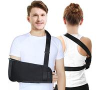 HKJD Arm Sling Shoulder with Back Belt, Men & Women Shoulder Immobilizer Stabilizer for Elbow, Lightweight Arm Support Brace Strap for Broken Fractured(Black,Large)