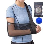 HKJD Mesh Arm Shoulder Sling With Exercise Ball Medical Shoulder Immobilizer Shower Adjustable Arm Brace Torn Rotator Cuff Injury - Right Left Arm Men Women - Shower Sling Elbow,Black With Ball