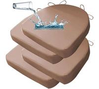 HKJGNH Set of 2/4 Faux Leather Chair Seat Cushion with Ties for Kitchen Dining Garden Chairs Waterproof Memory Foam Non Slip Chair Pad Outdoor/Indoor with Machine Washable Cover(@5,42x40x36cm(4pcs))