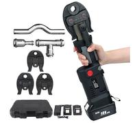 hKjPlvf Battery Hydraulic Pipe Crimping Tool, Series1, Portable Stainless Steel, 3 Jaws, 2 Batteries, Cordless, Pipe Pressing Time: 3-4 Seconds