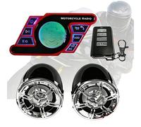 hKjPlvf Motorcycle Sound System, Metal and Abs, Water-Proof and Theft-Proof, USB Charging, Phone Calling, Remote Control, With Display Screen, Suitable for Motorcycle Modification