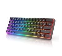 HKKB GK61 Mechanical Gaming Keyboard 60 Percent | 61 RGB Rainbow LED Backlit Programmable Keys | USB Wired | For Mac and Windows PC | Hotswap Gateron Optical Yellow Switches | Black