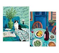 HKLIOPU 2Pack Cats and Wine Diamond Art Kits for Adults Beginners, Full Round Drill Diamond Painting Kits, Gem Art Crystal Kits DIY Kids and Crafts Home Decor 12x16 Inch