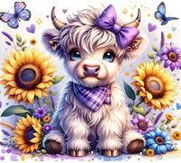 HKLIOPU Diamond Art Kits Adults Full Drill 5D Diamond Painting Scottish Highlands Cow Scene,Embroidery Kits with Rich Toolkit for Home Wall Decor 11.8x11.8inch