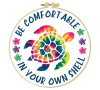 HKLIOPU Embroidery kit for Beginners, DIY Hand Set, Including Fabric with Prints, Threads, Needles, Hoop and tutorials, sea Turtle Pattern Craft Sewing Gift
