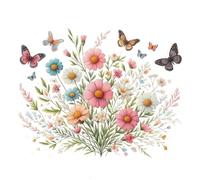HKLIOPU Flowers and Butterflies Cross Stitch Kits for Adults,11CT Printed Cross Stitch Kits,Stamped Embroidery Kits for Adults Wall Art Home Decoration 40x40cm(LZ195)