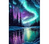 HKLIOPU Northern Lights Landscape Diamond Art Kits Adults,5D Diamond Painting Kit for Beginners,Gem Art DIY Crafts Kits,Home Decor 12x16Inch