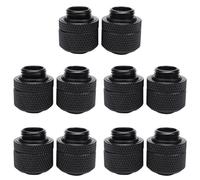 Hklshyd 10Pc Water Cooling Fittings G1/4 External Thread Pagoda for 9.5X12.7Mm Soft Tube Computer Cooling System Connector Black