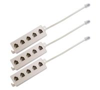 Hklshyd 3X Beige RJ11 6P4C Male Plug to 5 Ports 6P2C Female Socket Phone Line Splitter Adapter