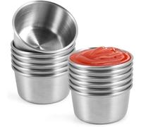Hklshyd Ramekin Sauce Dipping Bowl Mini Sauce Cups Pudding Condiment Cups for Home Party Restaurant (Silver 12PCS 70ml)