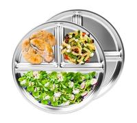 Hklshyd Stainless Steel Kids Plates 2 Packs,9Inch Portion Control Plate Divided Plates for Adults Bariatric Weight Loss Diabetic