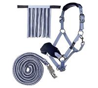 HKM 10734 Halter Set, Halter Fly Fringe Knitted 180 cm Panic Hook Baby Blue Medium Blue Thoroughbred