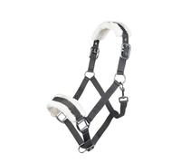 HKM 11796 Bischofshofen Headcollar Plush Padding Horse Halter Dark Grey, Pony