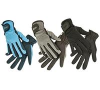 HKM 1225 Special Horse Riding Gloves Imitation Leather, Black/Grey, M
