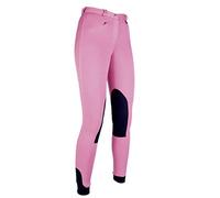 Hkm 9064 Penny Easy Girls' Jodhpurs, Knee Patch, Pink/Dark Blue, 40