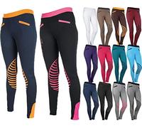 HKM 9228 Riding Leggings Starlight Silicone Knee Trim Girls, Grey Melange/Black, 110/116