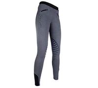HKM 9228 Riding Leggings Starlight Silicone Knee Trim Girls, Grey Melange/Black, 146/152