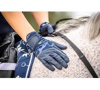 HKM Bloomsbury Riding Gloves Dark Blue/White XXS