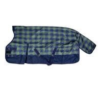 Hkm Cleveland Check 600D Highneck Turnout Rug with Fleece - 6'9 · Navy/Green Check