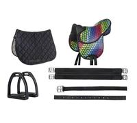 HKM Colourful Shetland Pony Saddle Set Heart/Black One Size