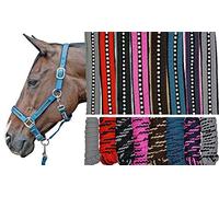 HKM Crystal Soft Padded Head Collar Set with snap hook Black Shetland pony