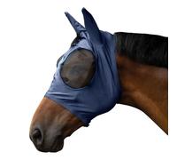 HKM Elastic Fly Mask for Protection of the Horse from Flies and Insects with Crested Passage (Dark Blue, L)