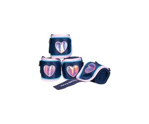 HKM Funny Horses Hearts Fleece Bandages Dark Blue 150 cm