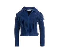 Hkm Girl's Bi&Tina Fringe Jacket Velour 116, Dark Blue (6900), (EU)