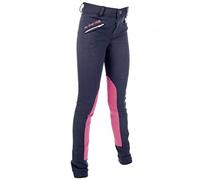 HKM Girl's My First Riding Breeches, Navy/Dark Pink, 8/9 Years