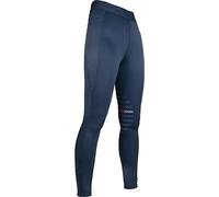 HKM Girl's Sports Silicone Knee Patch Riding Leggings, Deep Blue, 7/9 Years
