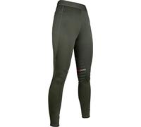 HKM Girl's Sports Silicone Knee Patch Riding Leggings, Deep Green, 6/7 Years