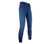 Hkm Girls Summer Easy Denim Silicone Full Seat Breeches - EU 146 (age 9-10)