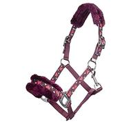 HKM Heart Headcollar, Wine Red, Shetty Size