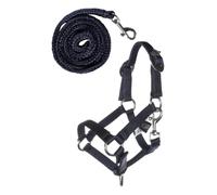 HKM Hobby Horsing Headcollar Set Basic Halter and Rope for Horse (Navy)
