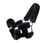 HKM Hobby Horsing Halter with Cuddly Faux Fur - Soft Horse Halter for Realistic Play (Black)