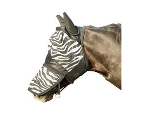 HKM Horse Fly Mask with Nose Shield Zebra Print V Effective -All Sizes-LOW PRICE
