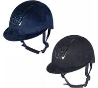 HKM Lady Shield Sparkle Velours Riding Helmet Deep Blue 55-57 cm
