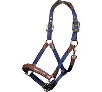 HKM Luna Leather & Nylon Head Collar Deep Blue/Brown Pony