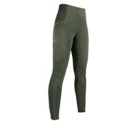 Hkm Mesh Silicone Full Seat Riding Tights - UK 4 - 6 · Olive Green