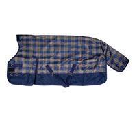 Hkm Orlando Check 600D 100g Highneck Turnout Rug - 5'6 · Navy/Brown Check