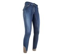 Hkm Pasadena Summer Denim Silicone Full Seat Breeches - UK 18