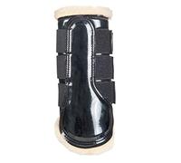 HKM Patent Faux Fur/Leather Shock Absorbing Brushing Protection Tendon Boots